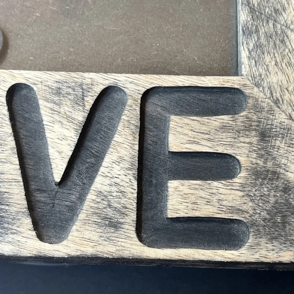 Wood Dog Picture Frame 5x7 LOVE Paw Print Carved Rustic Pet Decor 11.25